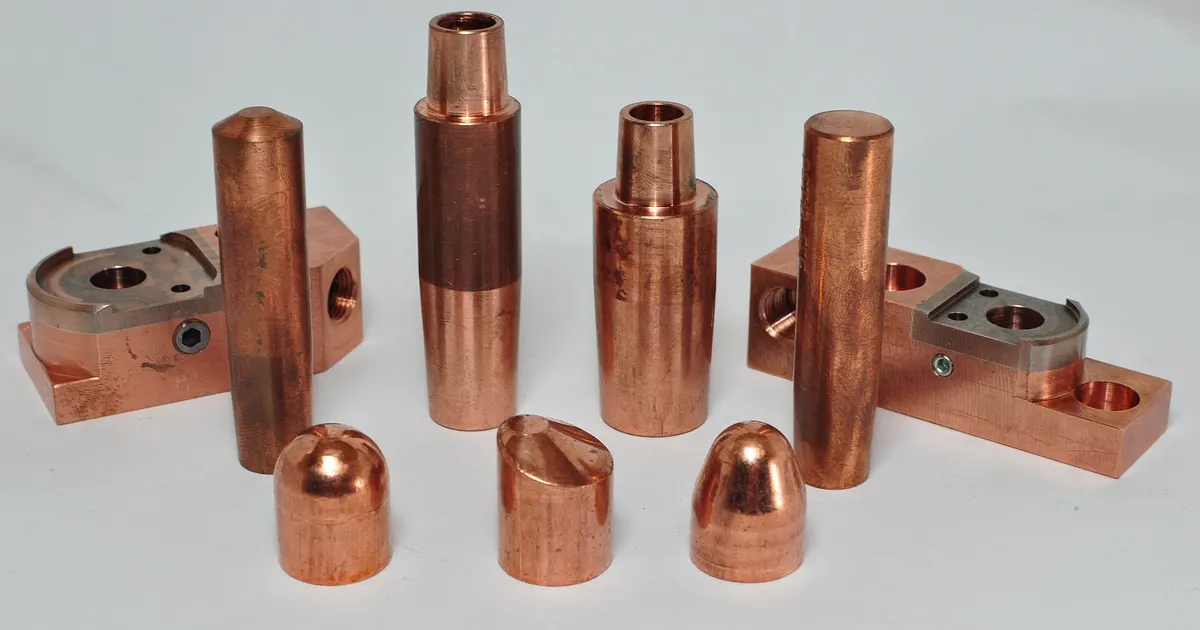 Spot welding electrodes and holders in copper alloy, the kind of part specified as C18150 vs C18200 chromium copper